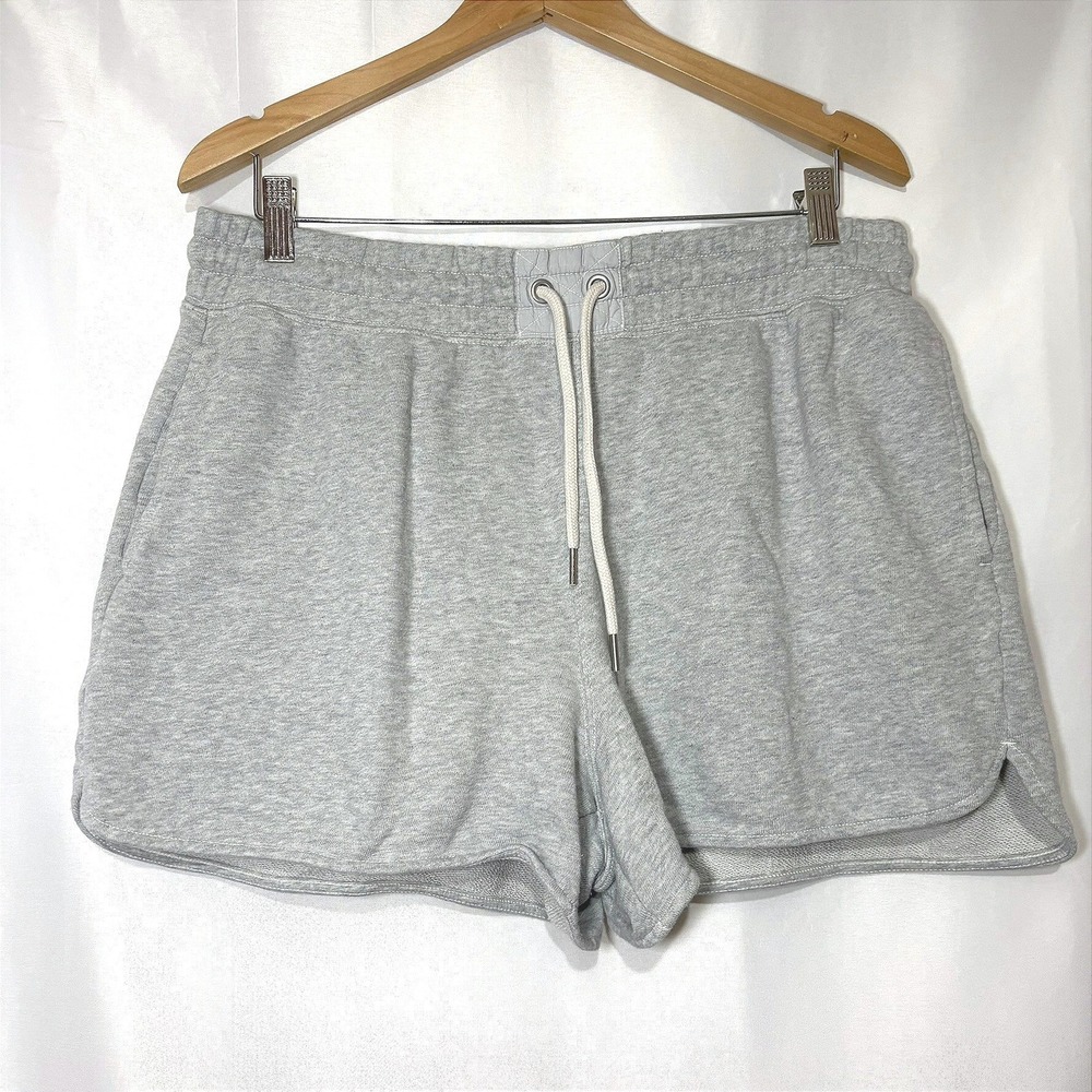 Aerie Heather Gray Fleece Sweat Shorts Women Large Drawstring Lounge Pockets
